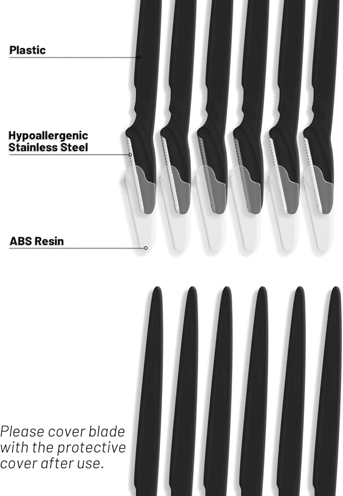 MoHern Dermaplaning Tool for Face, 30 Pcs Dermaplane Razor for Face, Multipurpose Face Razors for Women and Men, Black