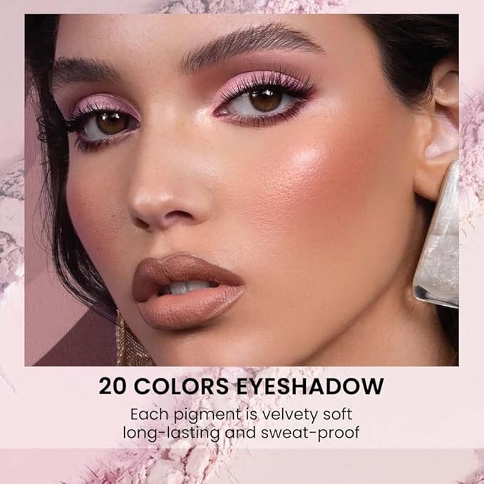 20Colors Light Purple Pink Nude Basics Matte Eyeshadow Palette,Eye Shadow Travel Makeup Palette all in one Long Lasting Waterproof Ultra-Blendable,Great for Travel Gift Kit