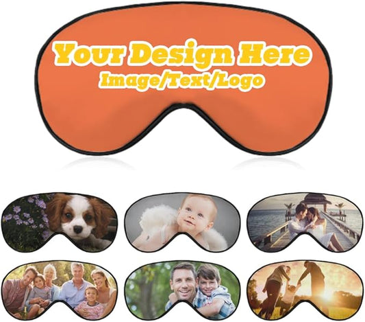 Custom Eye Mask Design Your Own Personalized Eye Shade Add Your Image Text Logo Light and Easy to Carry Effective Shadin Adjustable, Coral, 8.1"x4.1"