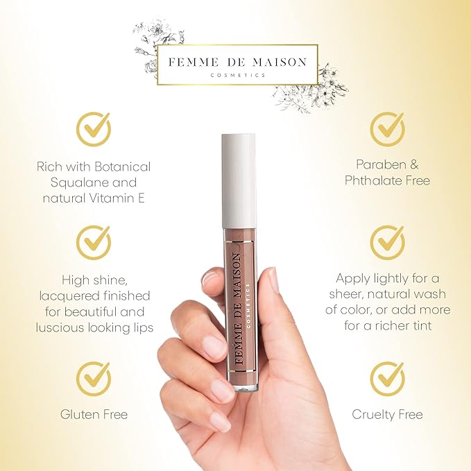 Cosmetics, Lustre Lip Gloss, Moisturizing, Long Lasting with Squalane & Vitamin E, 100% Gluten, Paraben & Phthalate-Free, Never Sticky, Soft, Natural Colors (Nu Corail 02)