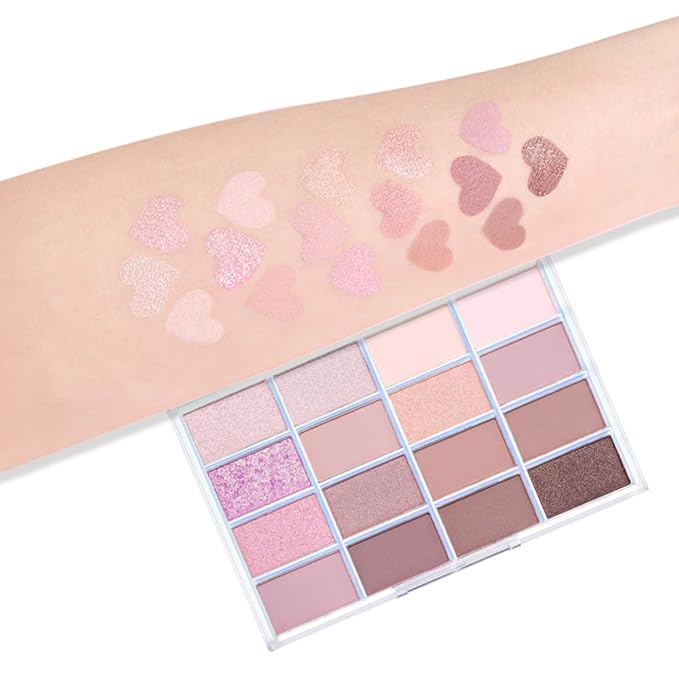16Colors Light Purple Pink Brown Nude Basics Matte Eyeshadow Palette,Eye Shadow Travel Makeup Palette all in one Long Lasting Waterproof Ultra-Blendable,Great for Travel Gift Kit
