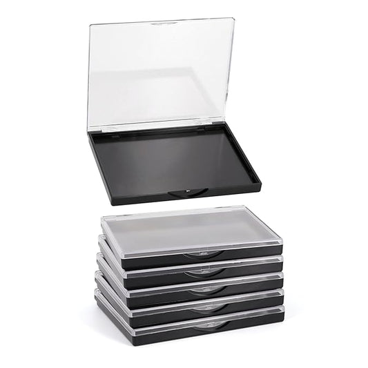 Magnetic Makeup Palette with Clear Top, 5 Pack Empty Eyeshadow Palettes depots Travel Storage Box for DIY Cosmetics Bronzer Highlights Powder (Small Palette - 4.8" x 4")