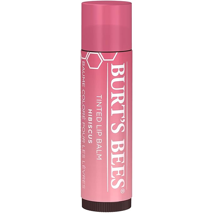 Burt's Bees Lip Tint Balm with Long Lasting 2 in 1 Duo Tinted Balm Formula, Color Infused with Deeply Hydrating Shea Butter for a Natural Looking Buildable Finish, Soft Hibiscus (2-Pack)
