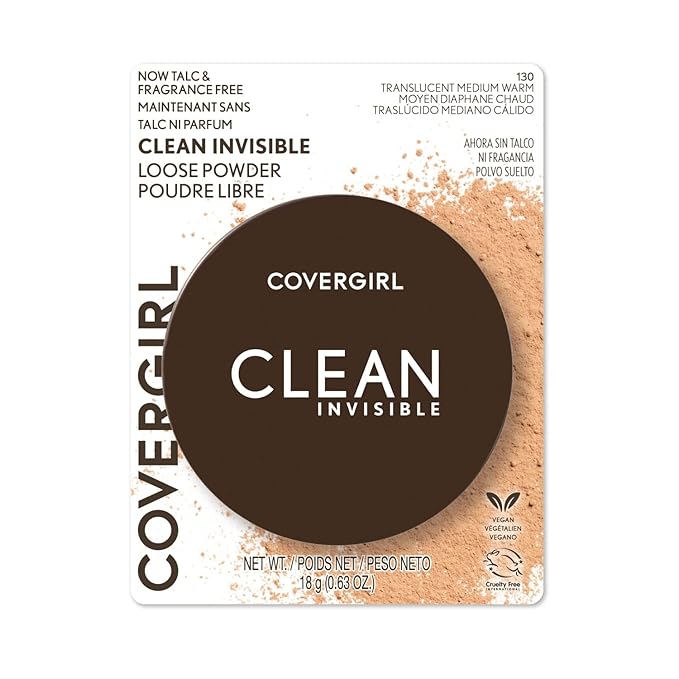 CoverGirl Clean Invisible Loose Powder Vegan Formula Translucent oz) 2-Pack 20g