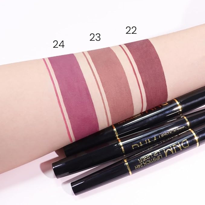 2-in-1 Light Nude Beige Lip Liner & Lipstick Set Kit for Women, Matte Lips Kit with Lip Liner Lip Stains Long Lasting Waterproof 24 Hour Lipstick and Lip Liners Combo Lipliners Pencil Set 23