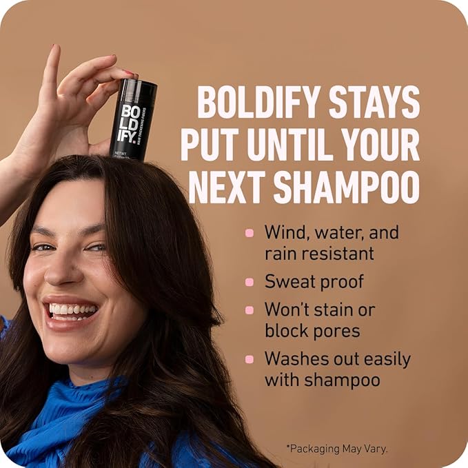 BOLDIFY Hair Fibers (12.5g) - Fill In Thinning and Fine Hair for an Instantly Fuller, Thicker Look - 14 Shades for Women & Men - Light Brown