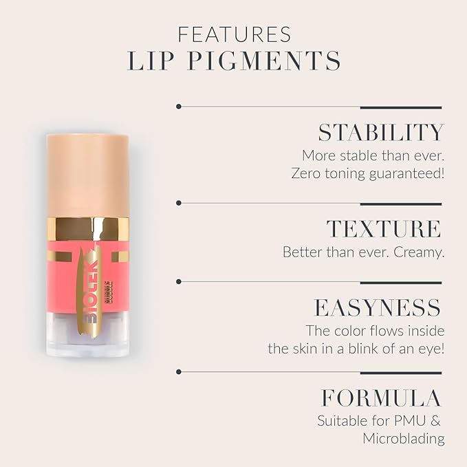 Biotek Lip Pigment for Permanent Makeup - Warm Nude Lip Color - Made in Italy - Bubble 0,24 fl.oz.