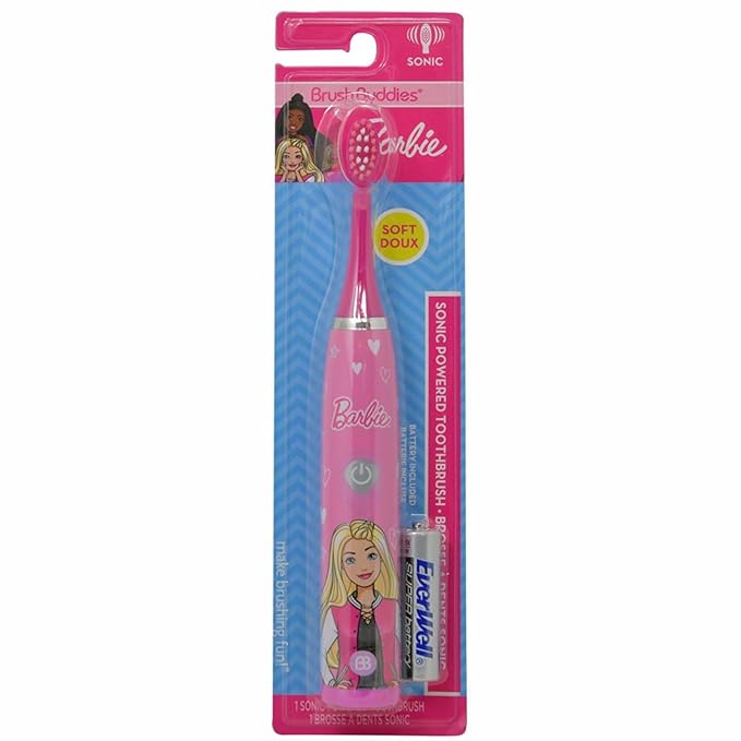 Brush Buddies Barbie Battery Powered Sonic Toothbrush for Kids, Children, Boys, Girls Barbie Electric Toothbrush
