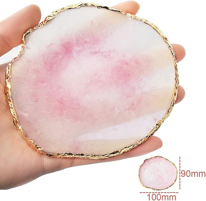 Resin Nail Art Palette, Nail Painting Mixed Color Palette, Gilded Edge Nail Gel Color Makeup Display Board Pallet (Pink)