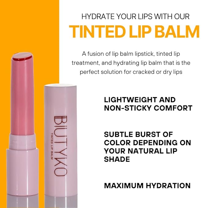 Lip Balm Hydrating for Dry and Chapped Lips Tinted Subtle Color Non-Sticky Juicy Finish | Coral