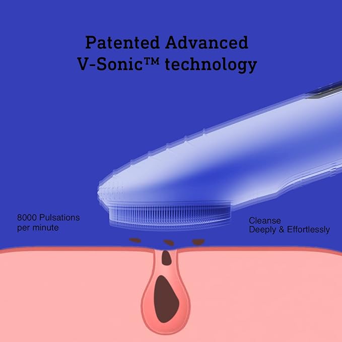 NågraCoola CLIE Facial Cleansing Brush, Waterproof and Rechargeable Face Scrub Brush for Men & Women, Cleansing, Exfoliating and Massaging, Electric Face Scrubber - Blue