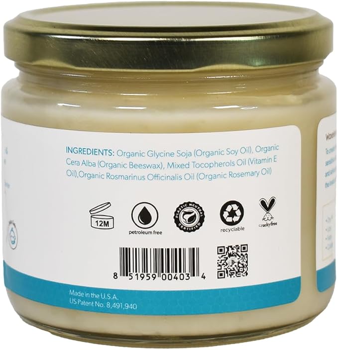 Waxelene Original Aerated Balm Large Jar, Organic Multipurpose Ointment the Petroleum Jelly Alternative Eczema Dry Sensitive Skin Face Moisturizer