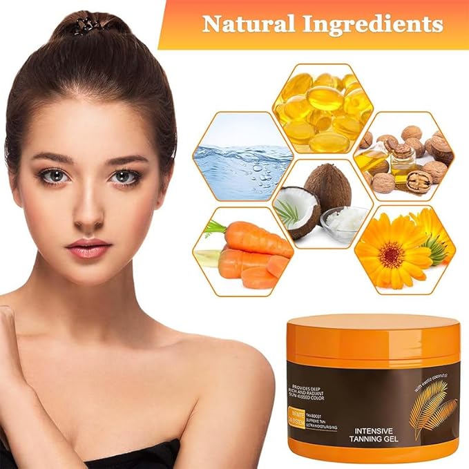 Intensive Tanning Gel, Natural Tanning Accelerator Cream Gel, Brown Tanning Gel, for Sunbeds & Outdoor Sun (1pcs)