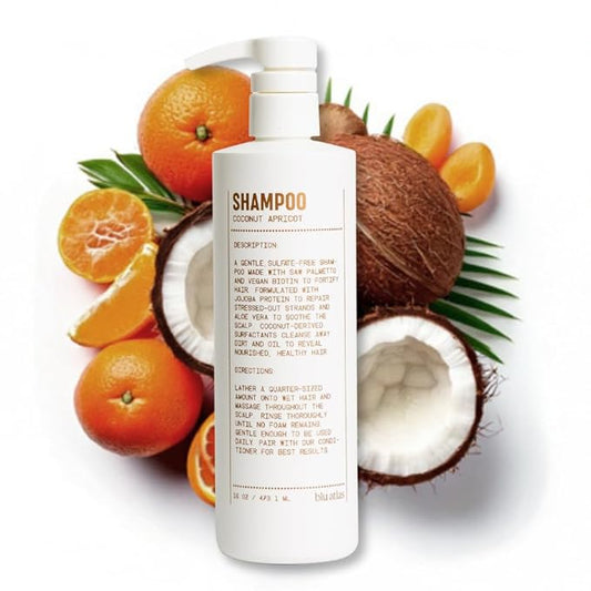 Blu Atlas Men's Natural Shampoo – Organic, Sulfate-Free, Paraben-Free – Deep Cleansing & Hydrating – Coconut Apricot Scent – Made in America – 16 oz