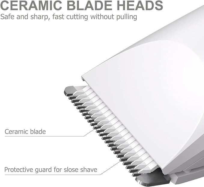 OLOV Electric Body Hair Trimmer - Groin Trimmer for Men - Bikini Trimmer Women - Wet/Dry Shaver Groomer, Replaceable Ceramic Blade Heads, USB Recharge Dock, Waterproof Hygiene Razor, White