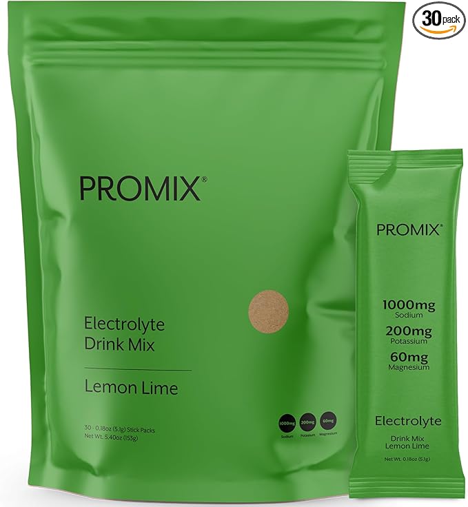 ProMix Nutrition Electrolytes Powder Packets - Sugar Free, Zero Calorie, Stevia Free, Fasting Friendly, Natural Himalayan Pink Salt - Lemon Lime - 30 Servings (Pack of 30)