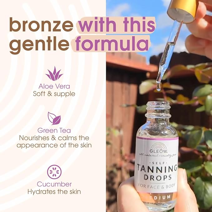 Face Tanning Drops to Add to Moisturizer, Face Self Tanner Bronzing Drops, Quick Tan Drops, Self Tanning Drops for Face and Body 1oz