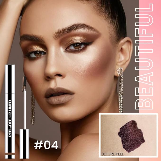 Matte Liquid Lip Stain Peel Off Lip Liner Tattoo - Light Taupe, Waterproof Smudge-Proof Lip Gloss, Long-Lasting Non-Stick Cup Formula, Natural Peel Off Design for All Skin Types #4