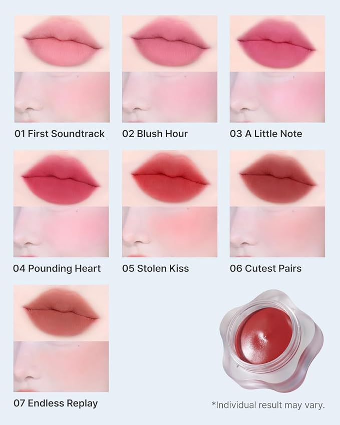 DEARMAY Pure Falling Mood Lip Pot No. 06 Cutest Pairs 0.23 Oz. Vegan Lip Stain Lip & Cheek Multi-Use Tint With Hydrating Formula for Smooth Soft Blend Without Dryness or Fine Lines, Korean Makeup