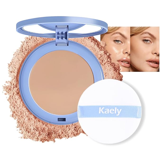 evpct Kaely Oil Control Pressed Face Powder, Get Smooth Flawless Fine Lines and Lightweight Finishing Foundation, Control Shine Long Lasting Waterproof Face Setting Powder Cosmetic, 08 Golden Beige