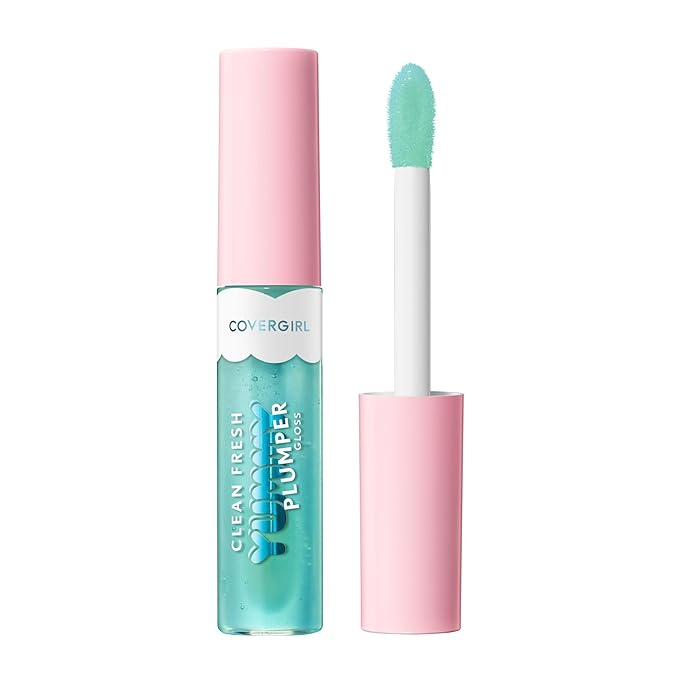 COVERGIRL Clean Fresh Yummy Plumper Lip Gloss, 800 Minter Is Coming, Plumper Gloss, Shiny, Vegan Formula, Easy to Apply, Minty Flavor, 0.33oz