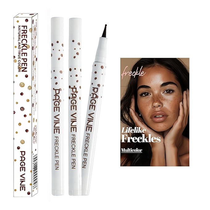 2 Pack Freckle Pen,Liquid Face Fake Freckles Makeup Pen to Create Natural Freckle Makeup and Freck beauty,Fake Freckles Waterproof for Lifelike Sunkissed Makeup,Mole Pen(02Medium+04Espresso)