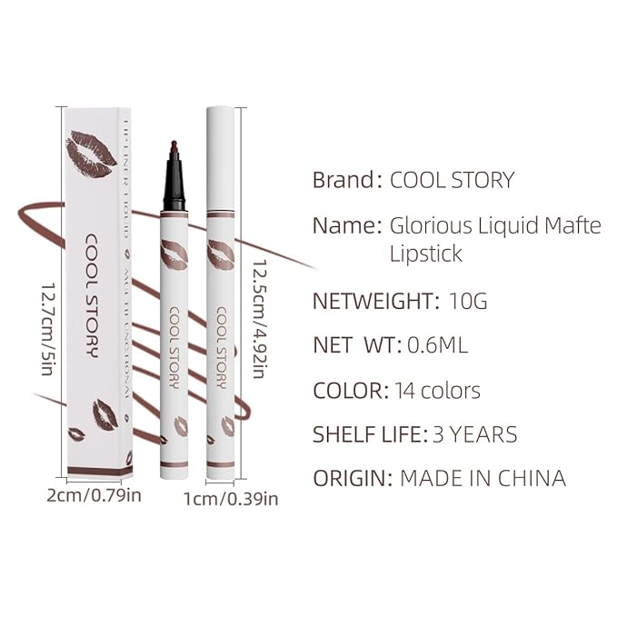 COOL STORY Matte Lip Liner Pencil - Waterproof, Non-Fading, Long-Lasting Plump Effect for Fuller Lips Makeup, Soft & Smooth Texture Easy Glide Lipstick (11#, Pack of 1)