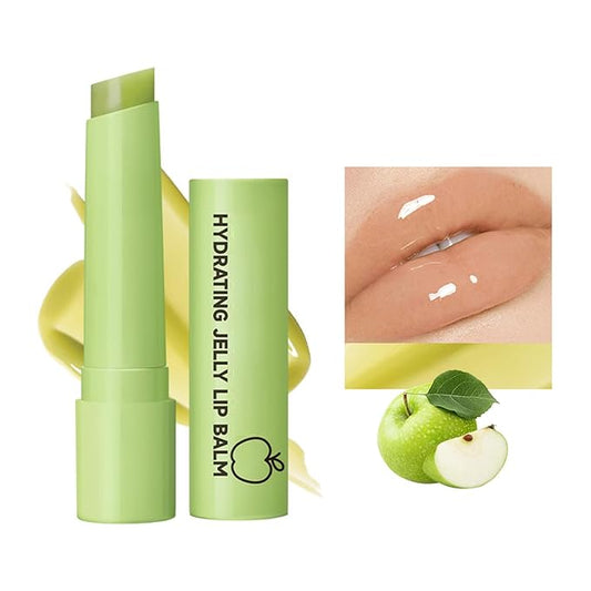 4 Colors Hydrating Jelly Lip Balm,Instantly Hydrate Lips Tinted Moisturizing Lip Balm For Dry Lips,Conditioning & Nourishing Lip Care Lip Moisturizer Fruit Lip Oil Jelly Lipstick (Green apple)