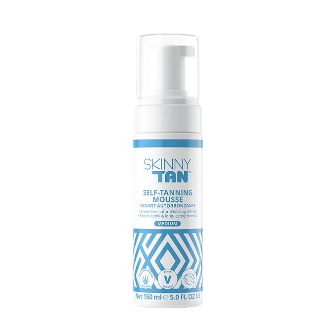 Skinny Tan Self-Tanning Mousse - Long-Lasting and Non-Drying Formula - Coconut and Vanilla Scent - Easy To Apply Luxurious, Foam Texture - Streak Free and Natural Looking Results - Medium - 5 oz