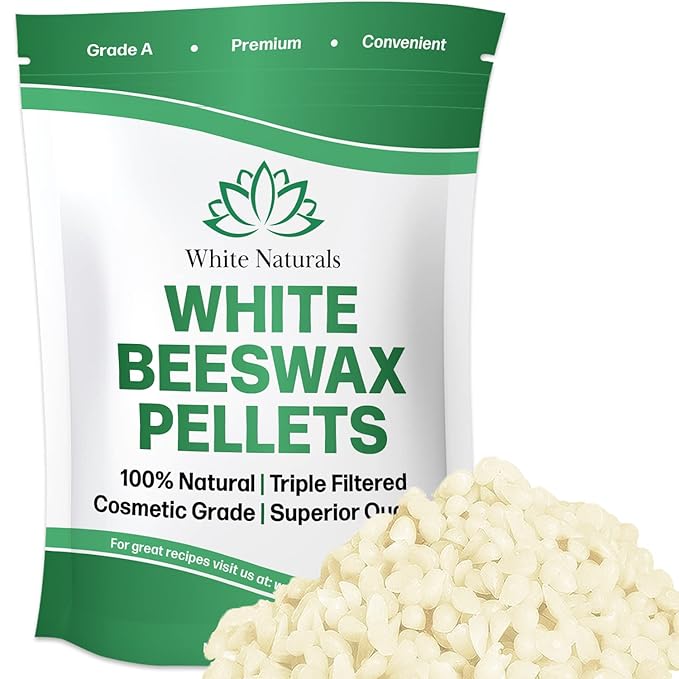 White Beeswax Pellets 8 oz, Pure, Natural, Cosmetic Grade, Bees Wax Pastilles, Triple Filtered, Great For DIY Lip Balms, Lotions, Candles By White Naturals