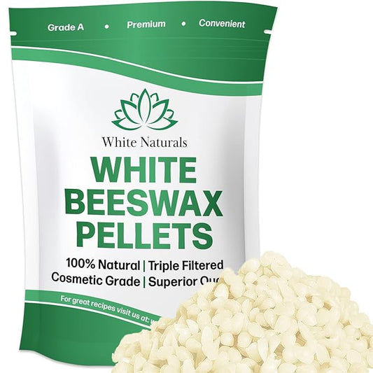 White Beeswax Pellets 8 oz, Pure, Natural, Cosmetic Grade, Bees Wax Pastilles, Triple Filtered, Great For DIY Lip Balms, Lotions, Candles By White Naturals
