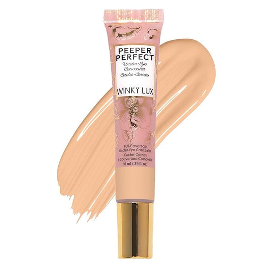 Winky Lux Peeper Perfect Under Eye Concealer, Makeup & Eye Brightener, Full Coverage Concealer for Dark Circles, Color Corrector & Eye Primer, With Collagen, Hyaluronic Acid & Vitamin E (Golden Beige)