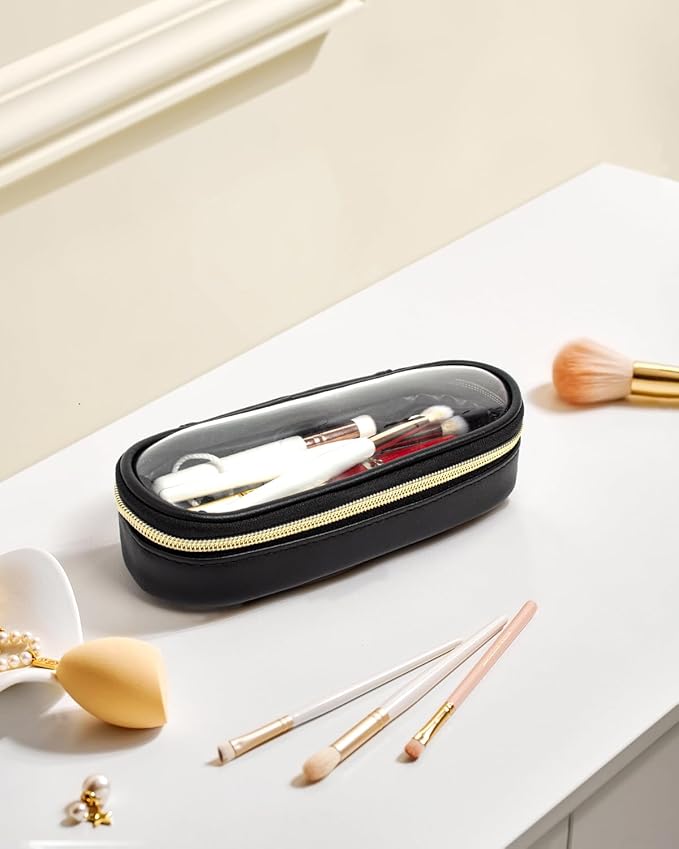 Clear Makeup Bag Small, TSA Approved Portable Toiletry Bag with Zipper Cosmetic Travel Bag Makeup Organizer Case Mini Makeup Pouch for Purse Car Organizer Bag for Women Men