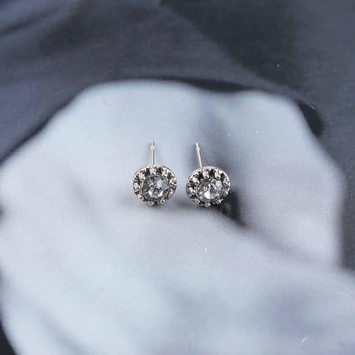Boho Tiny Crystal Square Earrings Silver Cz Square Earrings Cz Rhinestone Square Stud Earrings Silver Geometric Earrings Jewelry for Women and Girls