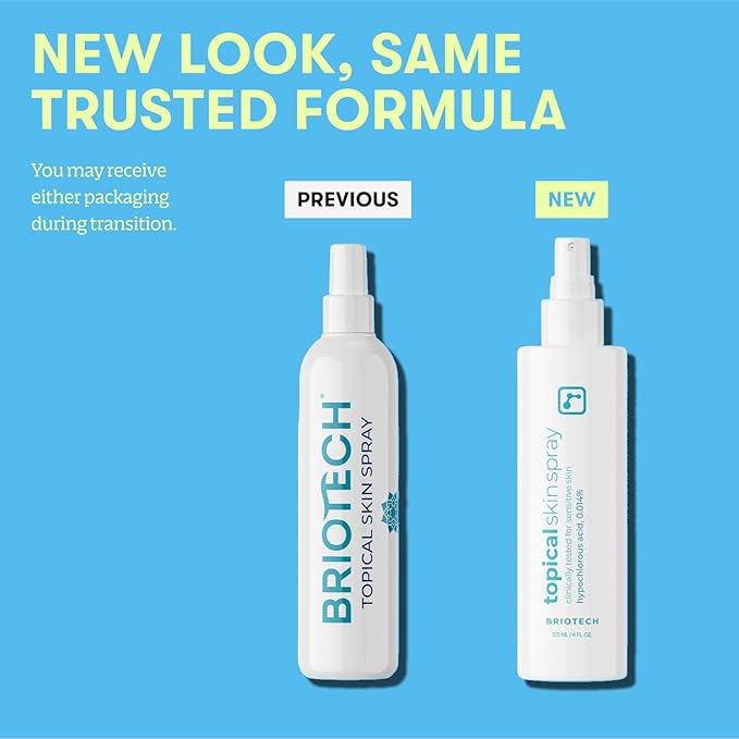 BRIOTECH Topical Skin Spray, Hypochlorous Acid Spray for Sensitive Skin, HOCl Facial Mist, Full Body Support Against Irritation, Calm Redness, Soothe Foot & Scalp, 4 oz