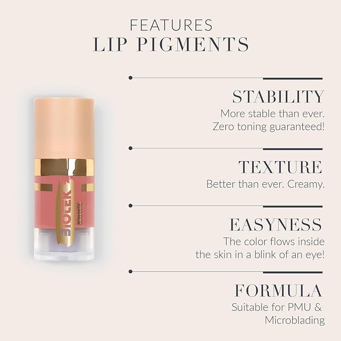 Biotek Lip Pigment for Permanent Makeup - Light Brown Color for Lip - Made in Italy - Romantic 0,24 fl.oz.