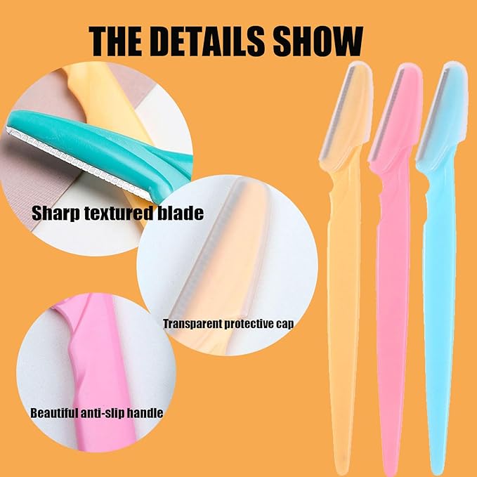 Eyebrow Razor for Women, iDeep 12 Pcs Eyebrow Razor with Safety Cover 4 Color Facial Hair Removal Shavers Dermaplane Razor for Women Eyebrow Knife for Trimming and Shaping Eyebrows