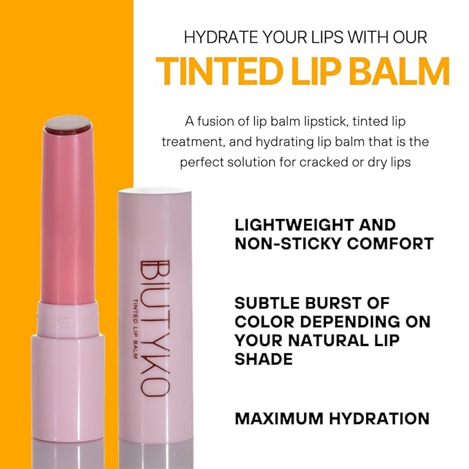 Lip Balm Hydrating for Dry and Chapped Lips Tinted Subtle Color Non-Sticky Juicy Finish | Nude