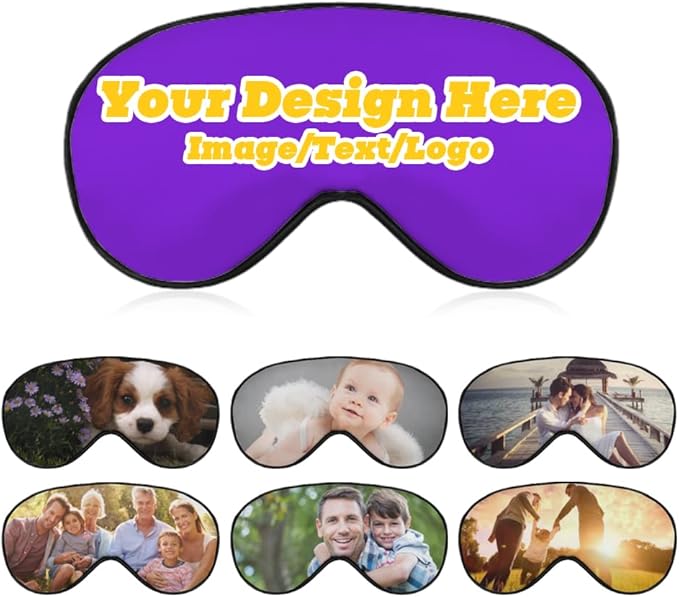 Custom Eye Mask Design Your Own Personalized Eye Shade Add Your Image Text Logo Light and Easy to Carry Effective Shadin Adjustable, BlueViolet, 8.1"x4.1"
