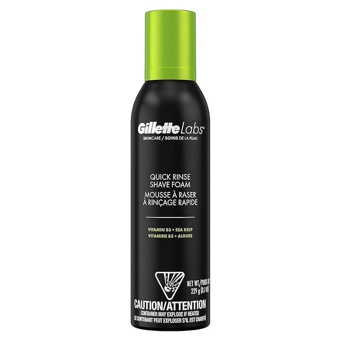 Gillette Labs Quick Rinse Lightweight Shave Foam for Men, Shaving Foam that Helps Protect the Skin, 8.1 OZ