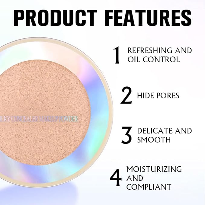 Oil Control Face Pressed Powder, Ultra-Fine Lightweight Face Powder, Soft-focus Matte Finish, Sheer Coverage, Lasting Oil Control, Light Skin Tone(02#)