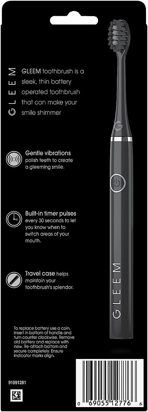 Gleem Battery Powered Electric Toothbrush, Black