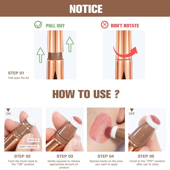 MEICOLY Liquid Highlighter Beauty Wand,Highlight Stick with Cushion Applicator,Lightweight Super Silky Cream Face Illuminator Highlight Make up,04 Pearl White