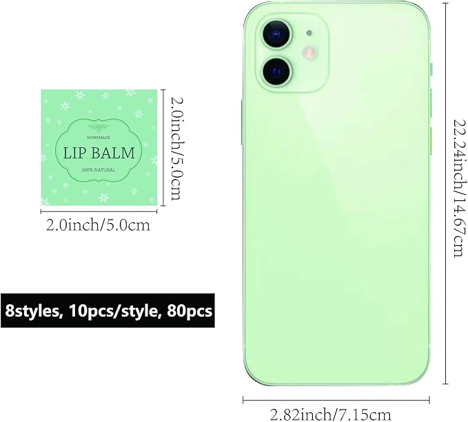 CRASPIRE Lip Balm Labels 80pcs Homemade Lip Balm Labels 2” Clear Lip Balm Labels for Tubes Printable Waterproof Lip Balm Stickers Labels for Lip Balm Handcream Candle Container（British Style-Color）