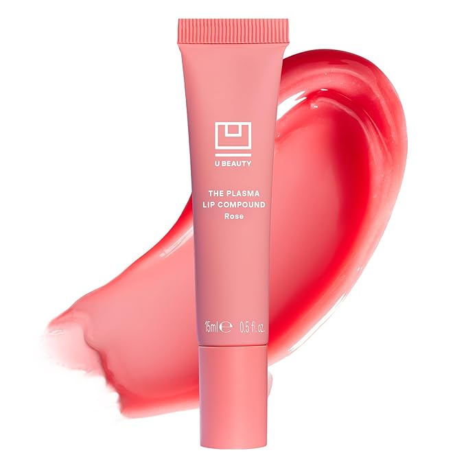 U Beauty The PLASMA Tinted Lip Compound - Anti-Aging & Anti-Wrinkle Lip Gloss, Hyaluronic Acid, Shea Butter & Peptides for Hydration & Plumping, Rose - 15 mL