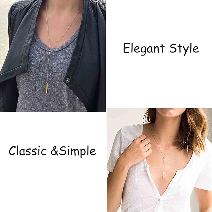 Boho Long Bar Necklace Choker Y Lariat Necklace Chain Minimalist Drop Necklace Jewelry for Women and Girls