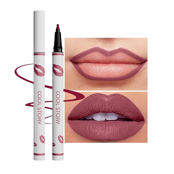 COOL STORY Lip Liner Pencil - Matte Lip Tint Stain Marker - Long Lasting Waterproof 02#
