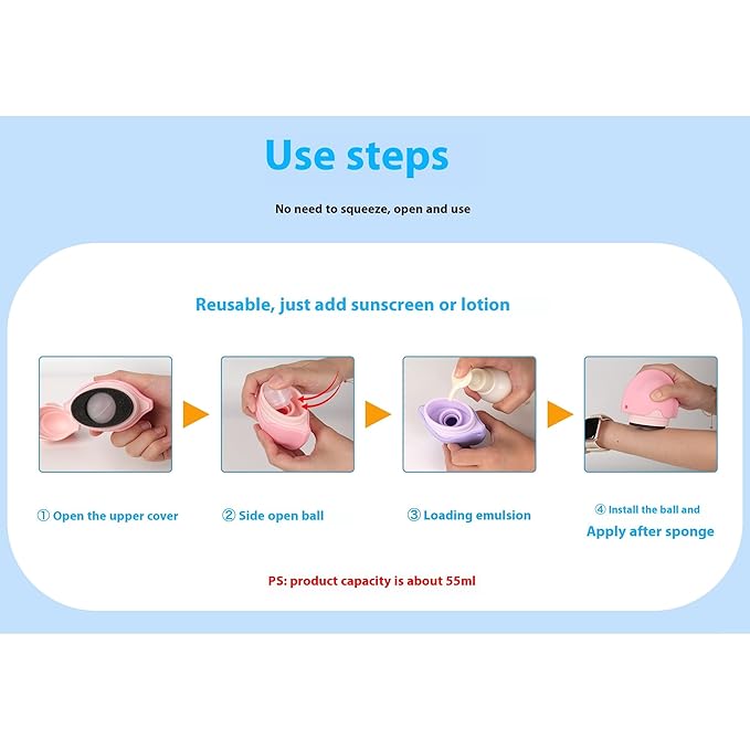 Sunscreen Applicator - Single Purple - BPA-Free Refillable Roll on Sponge Sunscreen, Suncream & Lotion Applicator For Kids, Adults & Families - Holds 1.9 fl oz, Perfect Size for Trave (Purple)