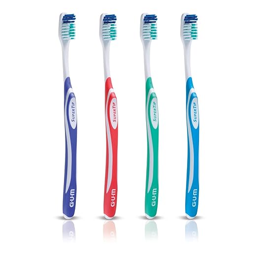 GUM Super Tip Toothbrush, Soft Bristle Toothbrush for Adults with Tongue Cleaner, Compact Head, 1ct (Pack of 12)