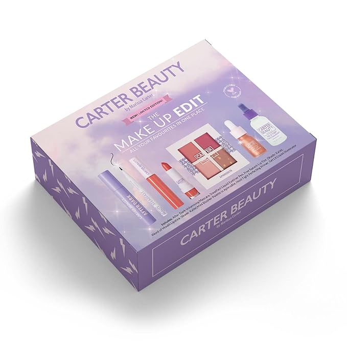 Carter Beauty Make Up Edit Giftbox - Makeup Must Haves - Creates Perfect Eye And Face Looks - Includes Mascara, Eyeliner, Lipstick, Primer, Blush Palette - Vegan And Paraben Free - 7 Pc Gift Set